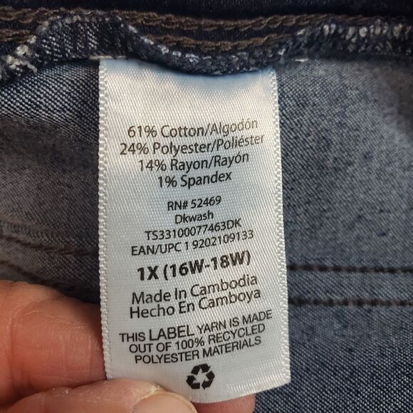 Womens 1x  Wide Waist Skinny Ankle Blue Jeans 18"w 27"L - Picture 5 of 5